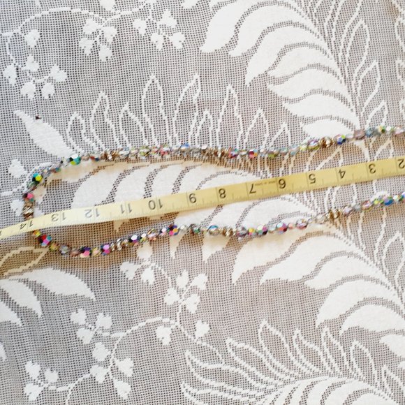 Vintage Aurora Borealis Beaded Necklace with rhinestones - Picture 9 of 10
